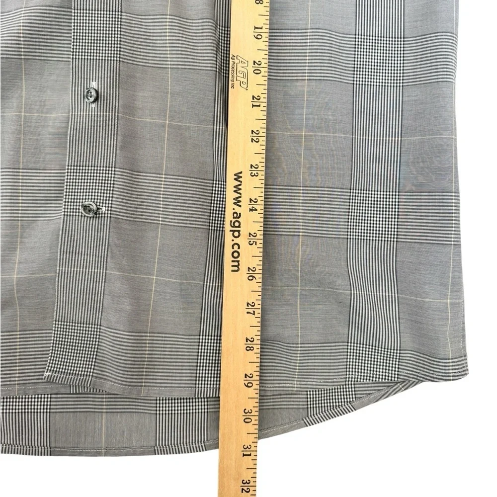 Eton Contemporary Gray Plaid Dress Shirt Size 16 / 41 Luxury Euro Classic Office